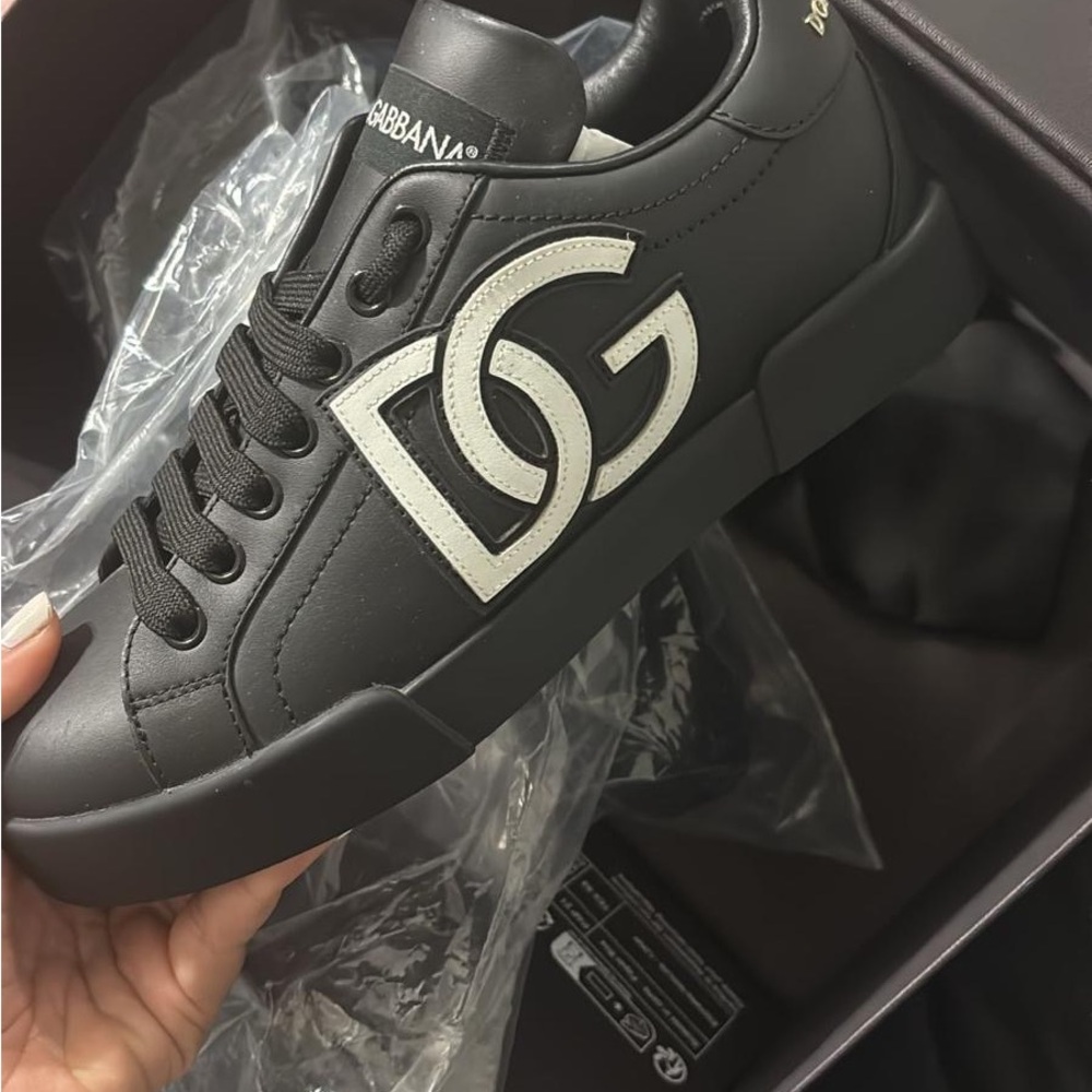 Dolce & Gabbana Black Sneakers with White Emblem